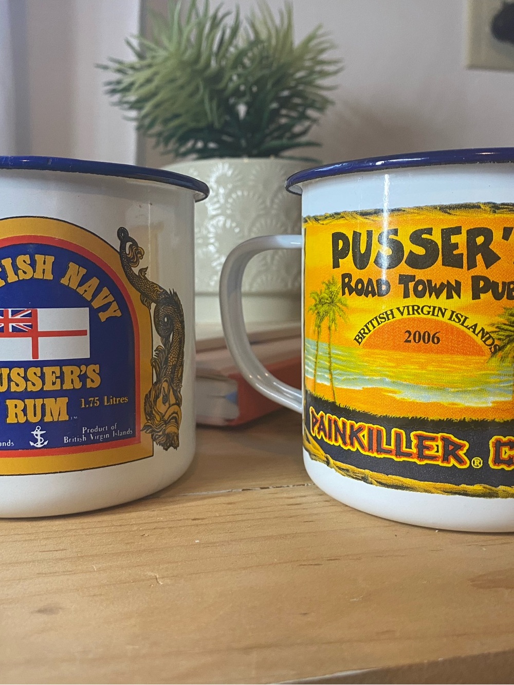 Pusser’s Rum Enamel Mugs Set of 2 British Virgin Islands Painkiller 2006